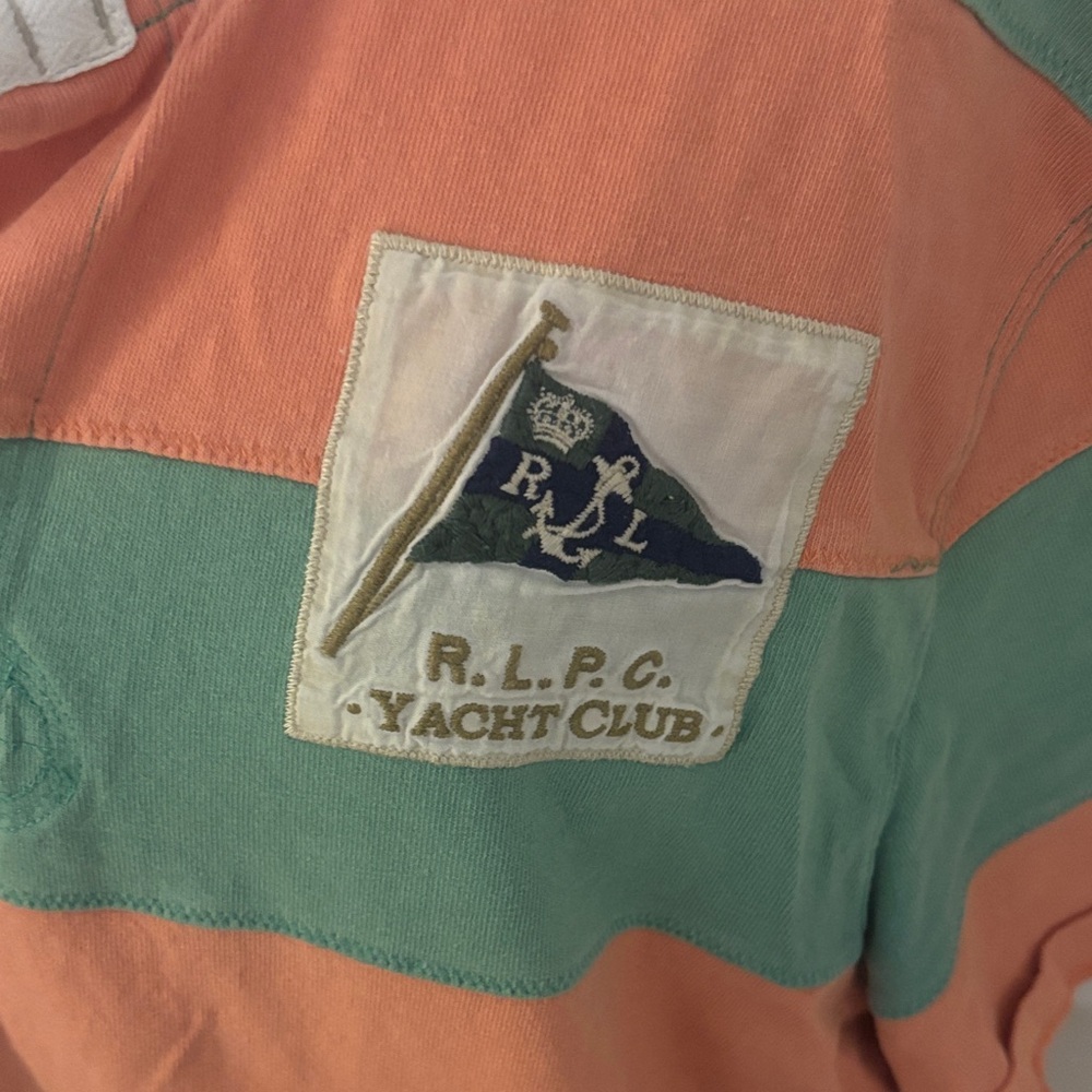 Polo by Ralph Lauren Orange and Green Rugby Shirt - Picture 3 of 12